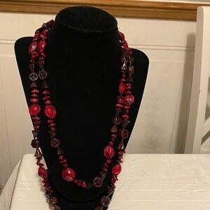 Bold Red Bead Multi-Strand Necklace for Women